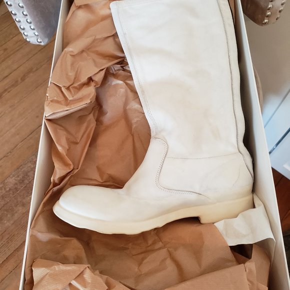 RUBBER SOUL  White Leather Boots   Sz.9 - Picture 2 of 8